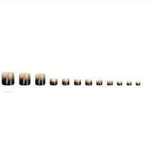 12pcs Black & Gold Gradient French Manicure Fake Nails, Y2K Style Reusable Acrylic Fake Toenails Set - 金色 - 查看 3