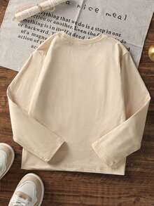 Girls Cute Dachshund Ballet Tutu Graphic Long Sleeve Tee, Casual Crew Neck T-Shirt - Apricot - View 4