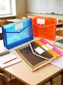 Expandable Plastic File Folder With Snap-Closure Transparent Envelope Pocket, No Dividers, Large Capacity, Multi-Color Options, Suitable For A4/Letter - Multiple Styles - View 4
