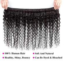 28 30 32 Inch Deep Wave Burmese Bundles Unprocessed Raw Human Hair Extensions Curly Water Wave Human Hair Bundles 3 Tissage - Natural Black - View 4