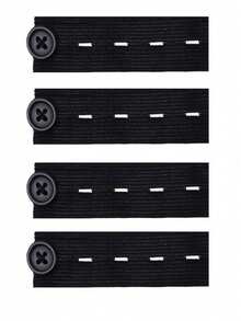 4 piezas/2 piezas Extensor de cinturón con elasticidad, extensor ajustable de pantalones, extensor de cintura para pantalones de maternidad con botón elástico - Negro - Ver 13