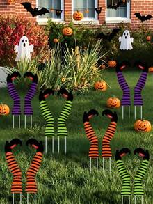 1/6 piezas Estacas de jardín para Halloween, Decoración de jardín con piernas de bruja, Letreros de jardín de Halloween aterradores, Adecuado para fiesta de Halloween, porche, jardín y césped, Decoración de otoño de Halloween al aire libre, Decoración festiva, Casa embrujada, Decoración de fiesta con tema de terror - Piernas de bruja - Ver 3