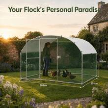 Heavy-Duty Walk-In Chicken Run With Galvanized Steel Frame – UV-Resistant Cover, Lockable Door, Quick-Assembly Poultry Enclosure For Chickens, Ducks, Rabbits & Guinea Pigs – Ideal For Backyard, Garden Or Lawn Use – Sturdy, Weather-Resistant Small Ani - 3x2m - View 3