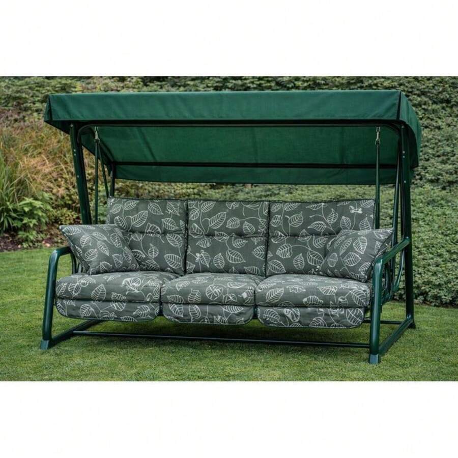 Replacement Cushion Only For 3-Seater Garden Hammock – Soft, Breathable Fabric With Multiple Pattern Options To Refresh Your Outdoor Relaxation Space; Lightweight And Easy To Install; Designed For Comfort And Everyday Use; Compatible With Standard Vi - Aspen Green - View 1