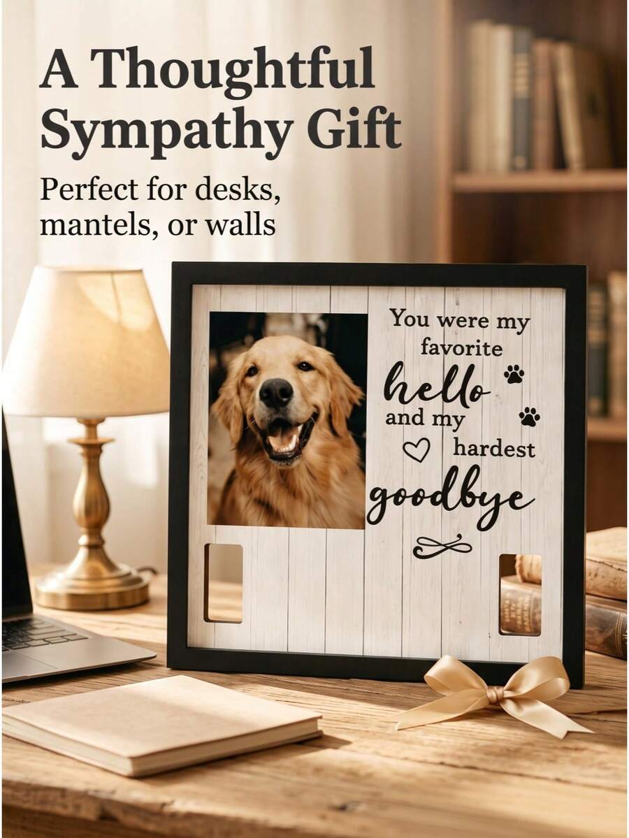 Pet Memorial Photo Frame: Pet Photo Standing Display Stand (Collar Not Included) – Pet Loss Memorial Gift With Clip, Black Pet Memorial Photo Frame: Cat Dog Memorial Photo Frame (Collar Not Included) – Pet Loss Memorial Gift, Collar Photo Frame - one-size - View 1