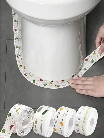 Ins Home Dopamine Soft Decor Item 1 Roll Random Pattern Bathroom Self-Adhesive Sealing Strip Joint Beautification Sealing Decorative Tape Easy To Clean Durable Gap Edge Sticker Home Decor, Home Decoration, Home Supplies, Bathroom Accessories, Tile Sticker Kitchen Bathroom Indoor Home Renovation Universal Home Improvement Practical Creative Gift