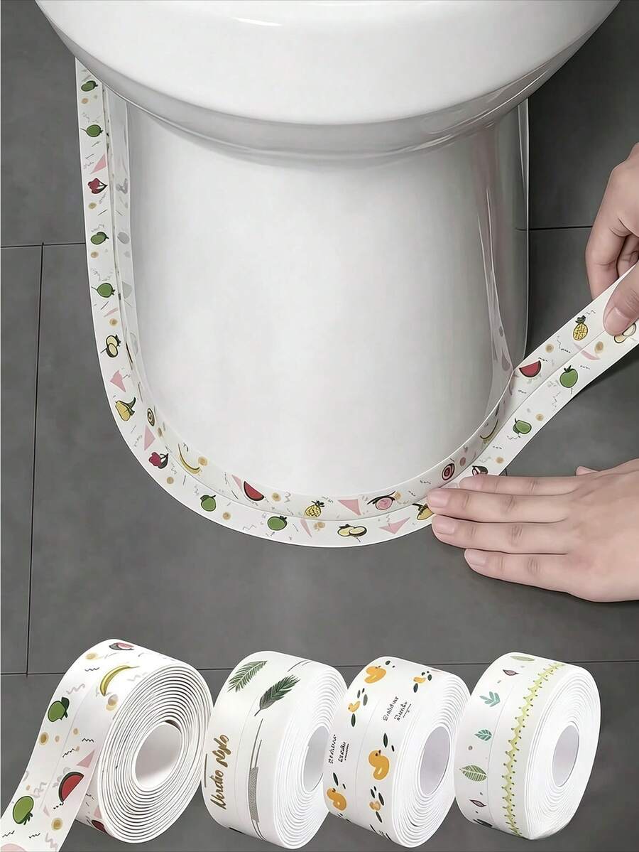 Ins Home Dopamine Soft Decor Item 1 Roll Random Pattern Bathroom Self-Adhesive Sealing Strip Joint Beautification Sealing Decorative Tape Easy To Clean Durable Gap Edge Sticker Home Decor, Home Decoration, Home Supplies, Bathroom Accessories, Tile Sticker Kitchen Bathroom Indoor Home Renovation Universal Home Improvement Practical Creative Gift - Multicolor - View 1