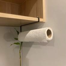 懸掛式櫥櫃廚房紙巾架，無需鑽孔，鐵製材質，黑白兩色可選，節省空間，適用於紙巾、保鮮膜、杯子、毛巾等，適合廚房與浴室，廚房收納架，廚房收納整理，櫥櫃收納 - 彩色 - 查看 9