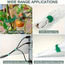 50/100 Peças Abraçadeiras de Nylon Reutilizáveis de 6 Polegadas Antiderrapantes, Fechamento Ajustável, Para Suporte de Plantas, Aplicações de Jardinagem e Gerenciamento de Cabos, Ferramenta de Manutenção de Jardim, Abraçadeiras de Plantas, Abraçadeiras de Gancho e Laço, Verde - A - Visão 2