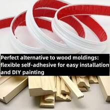TPE Flexible Self-Adhesive Frame Decorative Strip, Bendable Edge Trim, Waterproof And Wear-Resistant, Easy To Cut, No Drilling Required, Suitable For DIY Oil Painting Poster Photo Chinese Style Picture Frame, Multi-Color Soft Decorative Strip, Home Wall Art Decoration - White - View 8