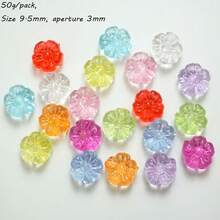 20pcs Colorful AB Solid Color Small Flower DIY Transparent Straight Hole Phone Chain Bead Material Phone Case Patch Accessories - Multicolor - View 12