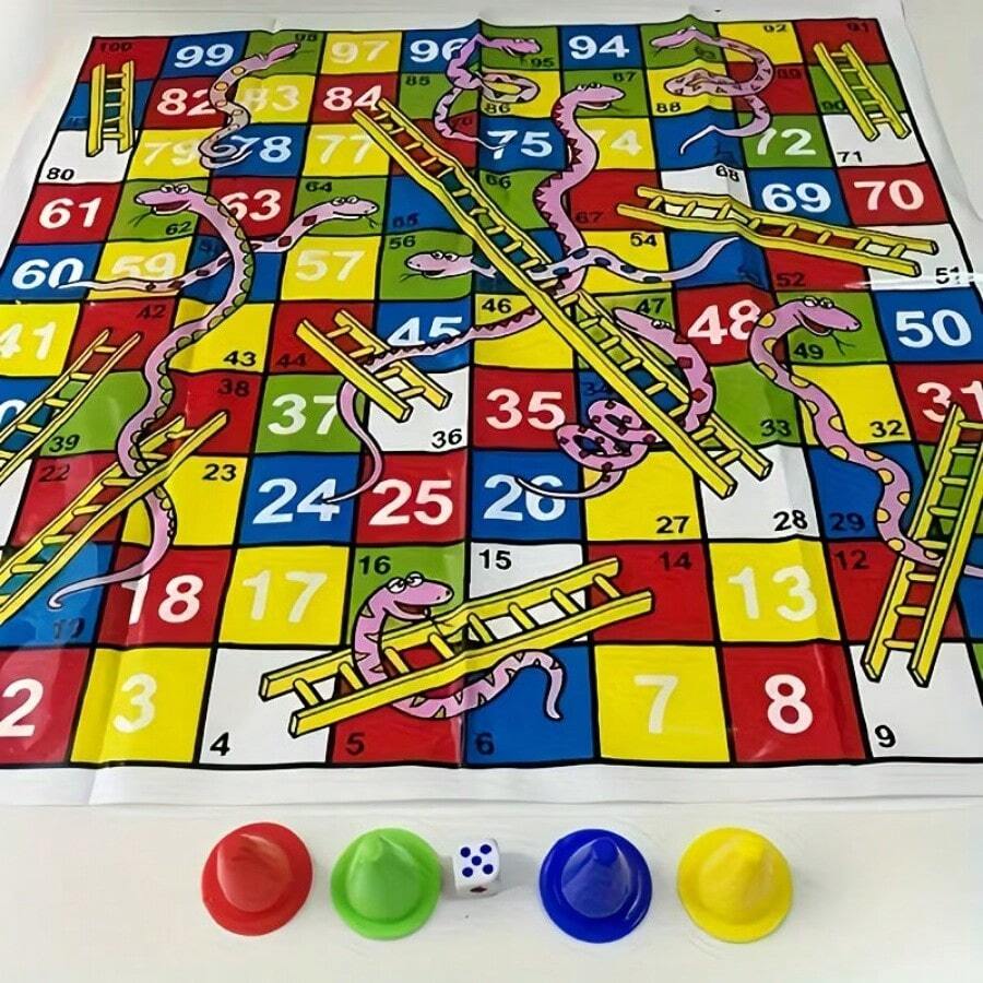 2 Sets Snakes And Ladders Board Game - Ideal For Game And Strategy Skill Development, Perfect Outdoor Game Holiday Gift (Random Color And Style Pieces) - Multicolor - View 1