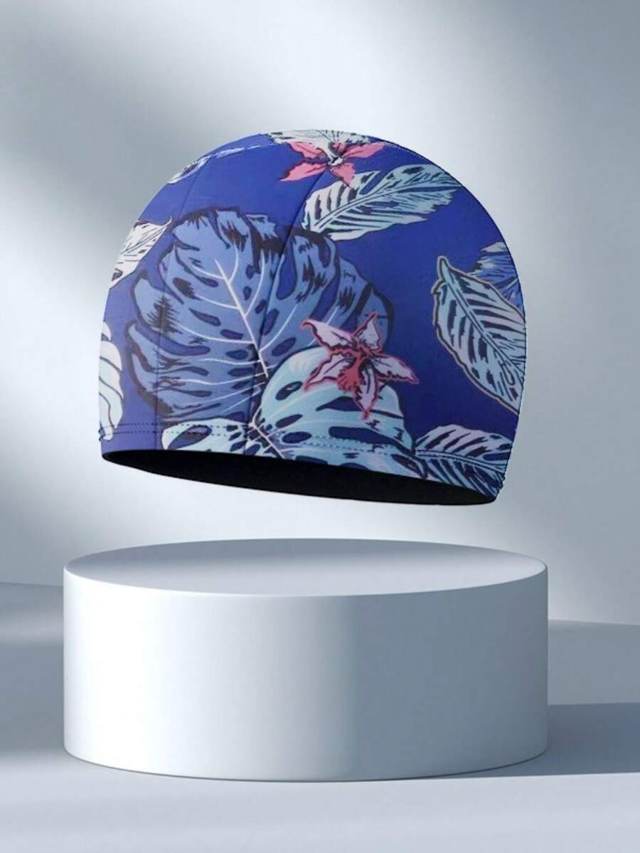 1pc Women's Camouflage Print Quick-Dry Swim Cap, Breathable Fabric, Beach & Pool Accessory, Adult Solid Color Swim Cap - Multicolor - View 1
