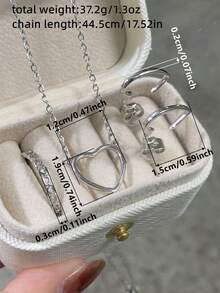 1 Set Of 4pcs Elegant Rings, Necklace, Earrings With Gift Box, Women's Wedding Anniversary Gift - 1# - View 4