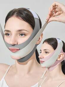 1pc Women's V-Face Lifting Bandage Elastic Face Sleeping Mask, Suitable For Daily Wear - Multicolor - View 1