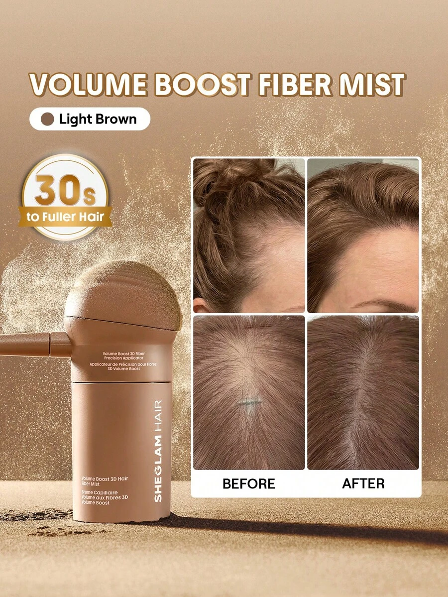 SHEGLAM HAIR 豐盈增發纖維 - 淺棕色,適用於稀疏頭髮的增發纖維,噴霧式增發纖維,隱形持久,男女皆宜,即刻遮蓋稀疏頭髮 - Light Brown - 查看 1