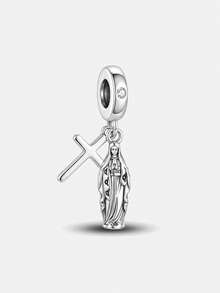 1件聖母瑪利亞十字架串珠吊墜飾品，適用於女士手鍊/手鍊DIY珠寶製作與日常佩戴，女孩珠寶裝飾 - 聖母 - 查看 1