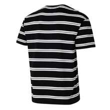 Skechers Kaos oblong lengan pendek longgar bergaris hitam putih unisex dengan logo bordir. - Hitam - View 3
