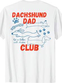 T-Shirt With "Dachshund Dad" Club Print On The Back - 白色 - 查看 1