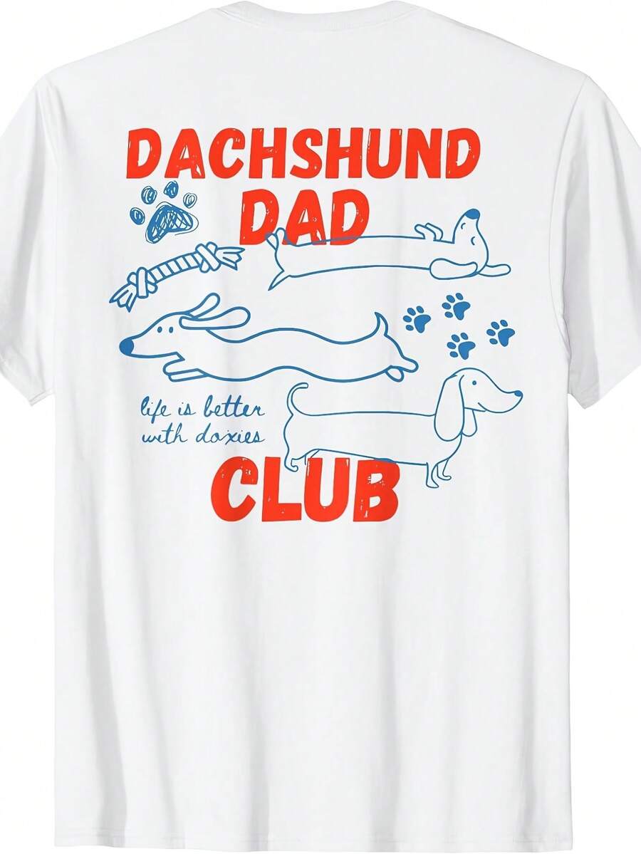 T-Shirt With "Dachshund Dad" Club Print On The Back - 白色 - 查看 1