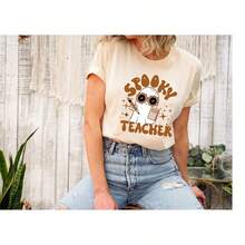 Halloween Sweatshirt, Spooky Teacher Sweatshirt, Spooky Teacher Shirt, Teacher Halloween Shirt,Teacher Ghost Shirt,Teacher Halloween CostumeUnisex - Apricot - View 1