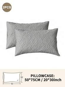1/2/4pcs Waterproof Quilted Floral Embossed Pillowcase Protector, Soft Polyester Pillowcase With TPU Backing, Breathable Water-Repellent Pillowcase, Machine Washable Easy Care Bedroom Bedding, Standard/Queen/King Size - Grey - View 13