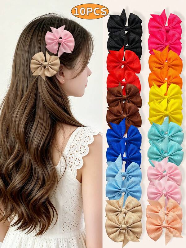10pcs Girls Minimalist Hair Accessories Swallowtail Hair Clips Loose Hair Clips Hair Ornaments Bow Alligator Hair Clips Women Accessories