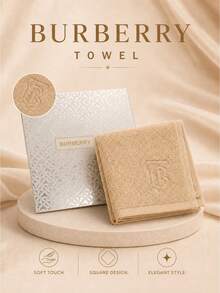 منشفة مربعة من Burberry مقاس 30.5*30.5 سم، قماش قطني ناعم على البشرة، ماصة للماء وناعمة، مناسبة للاستخدام اليومي لتجفيف الوجه والاستحمام، مغلفة في صندوق هدايا مثالية للإهداء - لون البني - مشاهدة 2