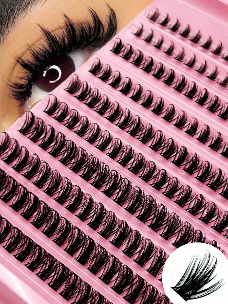 170pcs Spiky Eyelash Extensions,Mixed Length, Fairy Eyelash Clusters, Single Thick Pointed Tip Eyelash Extensions For DIY, Cartoon Eyelash Extensions, Thick Eyelashes, Aesthetic - D - View 1