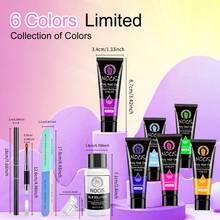0.5oz Neon 6-Color Polymer Nail Extension Gel Tool Set, Includes Green, Orange And Purple Polymer Nail Gel, And Fast-Curing Nail Extension Gel, Suitable For Salon And Home Nail Design - Multicolor - View 5