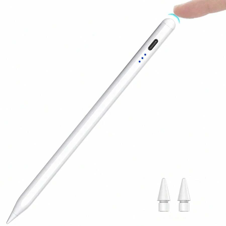 相容 iPad 第 6-11 代觸控筆 - 2x 快充主動式電容筆，傾斜感應，像素級精準，防誤觸，相容 2018-2026 Apple Pro 11"/12.9"/M4, Air 3/4/5/M2/M3, Mini 5/6 代