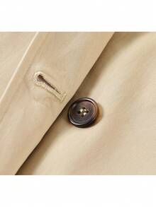 American Style Stand Collar Single-Breasted Button Coat Jacket, College Vacation Daily Spring Autumn Casual Travel - Khaki - View 5
