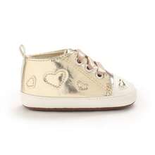 Soft Ribbon Infant Casual Shoes, Shiny Patent Leather Heart Soft Sole Non-Slip Heel Infant Girl Baptism Shoes - Gold - View 7