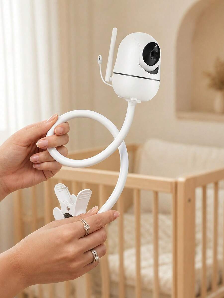1pc Baby Solid Color Clip-On Fixed Monitor Handle, Drill-Free Wall-Mount Flexible Arm Camera Bracket, Soft Tube Camera Gimbal Mobile Hemisphere Monitor Stand, Suitable For Daily Home Baby Care - Multicolor - View 1