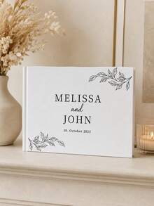 Personalized Wedding Guest Book, Linen Cover Photo Album, Customized Engagement Keepsake Signature Book, Wedding Commemorative Memory Book - Multicolor - View 5