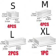 11pcs Drawer Organiser Set Clear Makeup Trays Plastic Desk Drawer Dividers Boxes - VJM0033 - View 7