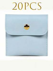 20/1件装仿皮首饰袋，带按扣，首饰收纳袋，适用于耳环、项链、手镯和戒指 - 收纳分隔设计，方形布袋带按扣 - 彩色 - 查看 17