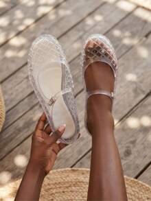 Summer Jelly Sandals For Women, Fashion Jelly Sandals Women, Casual Sandals For Women, Stylish Shoes For Women, Breathable Daily Outdoor Footwear - 白色 - 查看 1