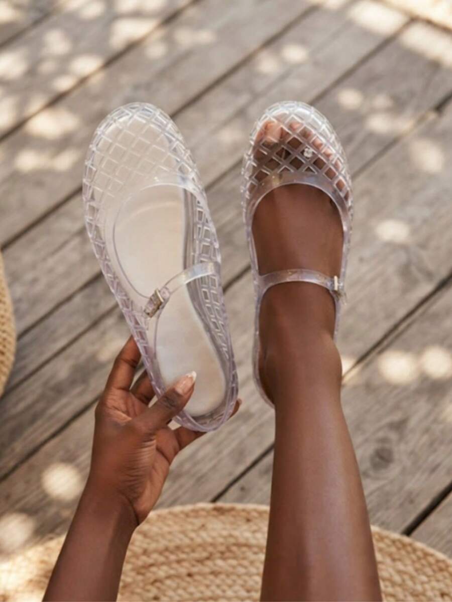 Summer Jelly Sandals For Women, Fashion Jelly Sandals Women, Casual Sandals For Women, Stylish Shoes For Women, Breathable Daily Outdoor Footwear - 白色 - 查看 1