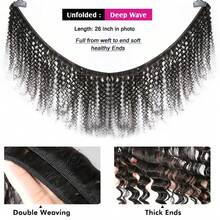 Deep Wave Human Hair Bundles Unprocessed 3 Bundles Brazilian Human Hair Extensions Quick Weave Natural Black Curly Bundles - Natural Black - View 5
