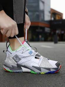 Men's Basketball Shoes, Breathable, Anti-Slip, Shock-Absorbing, Suitable For Basketball, Jogging, Daily Wear - White Cement - View 4