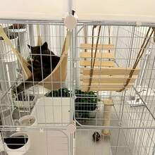 1pc Cat Climbing Bridge For Cat Cage, Cat Tree, Cat Wall Shelf, Hanging Solid Wood Cat Climbing Wall Rope Ladder For Play, Climbing And Perching, Length 35cm/50cm/100cm, Max Load 12kg (26lb) - Ginger - View 8