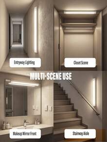 1pc Cabinet Light, Wireless Motion Sensor LED Night Light With Rechargeable Magnetic Base, Suitable For Hallway, Kitchen, Cabinet, Stairs, Closet, Home Room Decor, Wireless LED Light - White - View 7