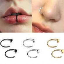 4PCS/6PCS Stainless Steel Claw Set Zirconia Nose Studs Nose Rings L-Shaped Mini Nose Studs Facial Decoration Piercing Jewelry - Multicolor - View 4