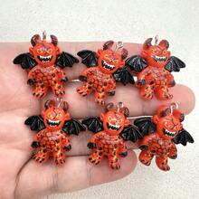 6pcs Resin Halloween Red Devil Pendants, Suitable For DIY Jewelry Making, Perfect For Party Accessories, Earrings, Necklaces, Bag Charms - Red Devil Pendant - View 4