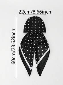 1件裝女款白色波點易穿戴頭巾帽，印花緞面彈性頭巾，方便佩戴 - 白色波點 - 查看 7