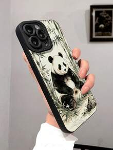 1件時尚復古可愛中國熊貓高級人造皮革防摔防指紋防震手機殼，適用於Apple及其他機型，多色可選 - 彩色 - 查看 3