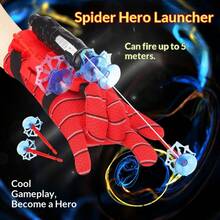 1 Set Fun Durable ABS Spider Web Launcher Gloves, Red & Blue Hero Toy, Suitable For Teens And Adults, Perfect For Halloween, Christmas And Party Games, Novel Interactive Suction Cup Shooting Toy, Parent-Child Interaction, Perfect Birthday Gift - Multicolor - View 4