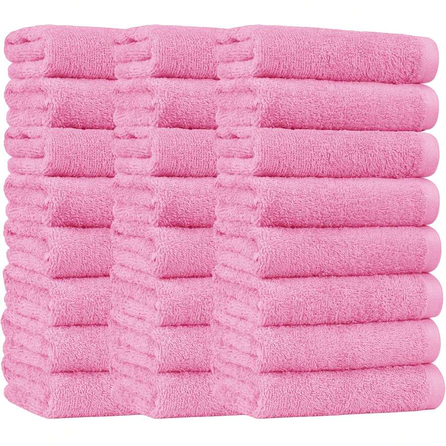 24pcs Face Towel Set - Soft Absorbent Face Towels, Suitable For Bathroom, Gym, Hands, Beauty, Spa And Home Hair Care - Reusable, Durable And Machine Washable - Multicolor, 10x10 Inches - Pink - View 1