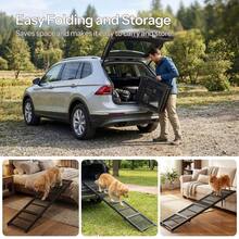 Compact 4-Fold Dog Ramp – Lightweight Portable Pet Stair For Beds, Sofas & Car Trunks | Non-Slip Surface, Easy Storage Design | Fits Most Dogs Comfortably | 180 Cm Length, Foldable For Travel And Home Use - Black - View 7